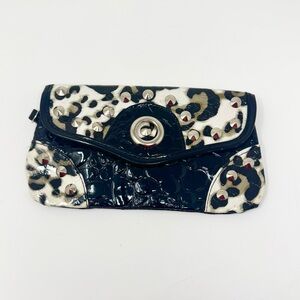 Stylish Black and White Clutch with Stud Accents